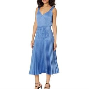 Vince Blue Pleated Midi Cocktail Dress - Size M‎